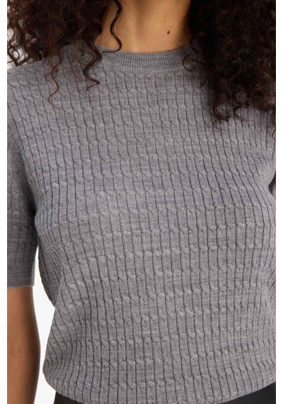 Defacto Regular Fit Bisiklet Yaka Kazak D3306ax25augr66 Gri