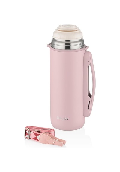 Dıller Çelik Termos Sıcak Tutma 12 Saat Pembe 1260ml Büyük Kapasite Diğer