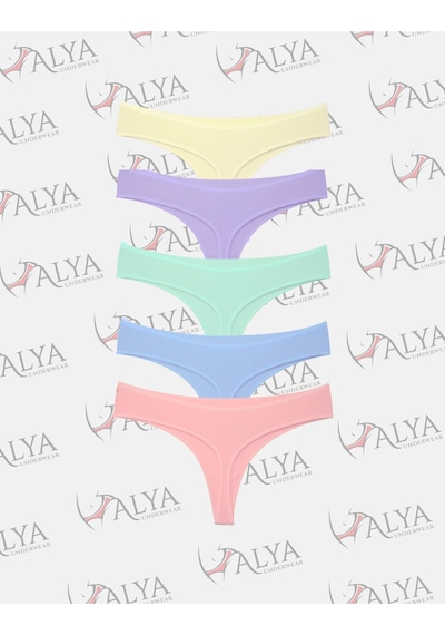 Alya Underwear Kadın Bato Tanga Pamuklu Külot, Büyük Beden String, 5'li Paket- 2 Siyah, 1 Beyaz, 2 Ten P15