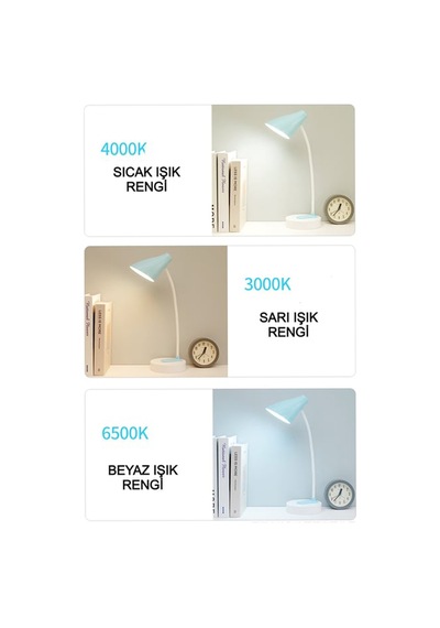 Akrobatik Şarjlı Dokunmatik 20 Led Masa Lambası 3 Renk Işık Modlu Flexible Çalışma Ve Okuma Lambası Wb-1950 Çok Renkli