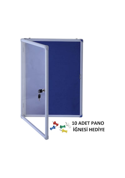 ABC 50X70 Camekanlı Anahtarlı Apartman İlan Panosu Site Duyuru Panosu