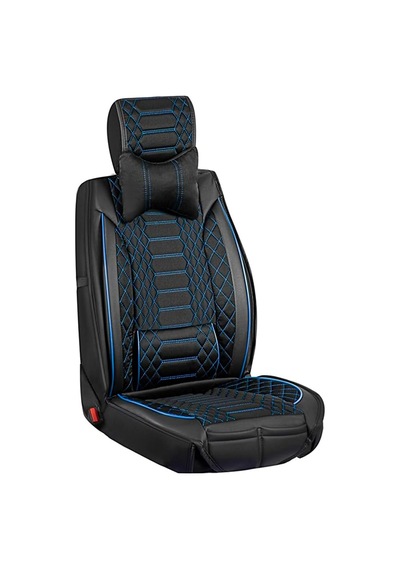 Ackstore Lüks Deri Oto Koltuk Kılıfı Tam Takım Set Mars Siyah-mavi Fiat Tipo İle Uyumlu