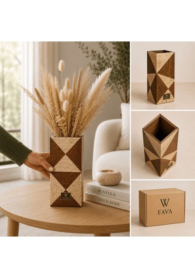 Fava Collection Dekoratif Ahşap Vazo