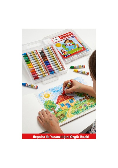 24 Renk Pastel Boya Plastik Çantalı 1 Paket Fixpoint 24 Lü Pastel Boya Çok Renkli Pastel Boya Resim Okul Öğrenci