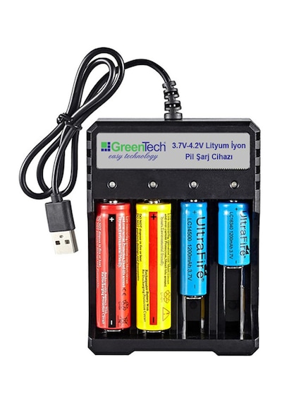 Greentech 3.7 – 4.2 Lityum İyon Pil Şarj Cihazı (Dört Yuvalı) / GT-BC05