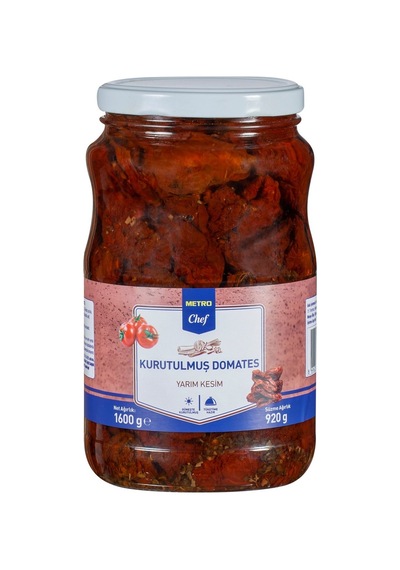 Metro Chef Kurutulmuş Domates 1,6 Kg Yarım Kesim Güneşte Kurutulmuş 3'li Ekonomik Paket - 3 Ade Tarı 1600 G