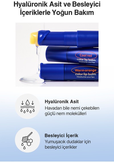 Renk Değiştiren, Hyalüronik Asitli Nemlendirici Balm Dashu Mens Color Change Lip Balm Warm Orange
