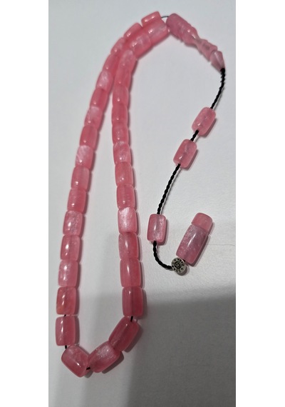 Sistem Püskül Pembe Sentetik Opal Tesbih