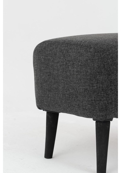 Coart Home Minimalist İskandinav Tarz Puf, Antrasit Gri, 48x40x38 Cm, Keten Kumaş, Ahşap Ayaklı, Dikdörtgen Diğer