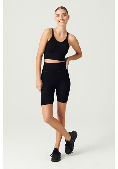 Los Ojos X Melodi Siyah Fitilli Seamless Spor Sütyeni Ribbed Bra Tank Siyah