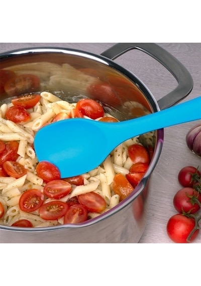 Lurch - Platin Silikon Yemek Kaşığı 28 Cm Mavi - Yanmaz, Yapışmaz, Bükülmez, Çizmez, Tat Ve Koku Bırakmaz - 240101