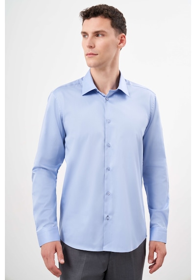 Morven Erkek Mavi Pamuk Düz Desen Sert Yaka Slim Fit Gömlek 24mc004123300 Mavi Mavi