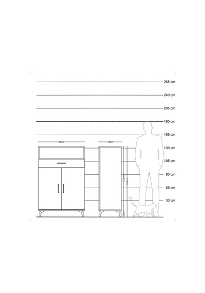 Hyperion Dolap 3 Raflı Tek Çekmeceli 2 Kapaklı 88x44x134 Çam-çam Atlas Çam