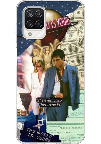 Samsung Galaxy A12 - M12 Uyumlu Elvira Hancock & Tony Montana Tasarımlı Baskılı Silikon Kılıf Renkli
