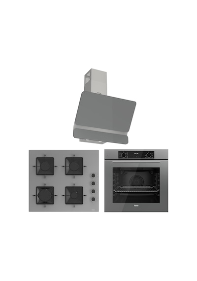 Ferre Flowart Ventora Elite Gri 3'lü  QBL63CPR-SS208-D082 Ankastre Set