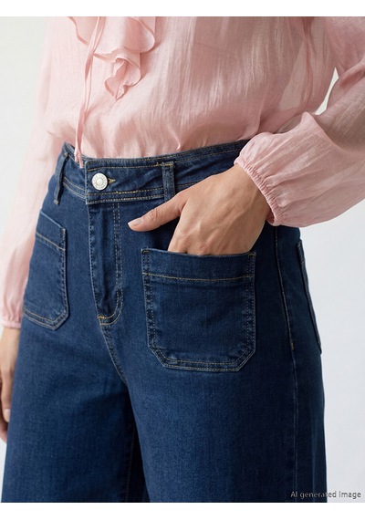 Lcwaıkıkı Classic İndigo Wideleg Kadın Jean Pantolon