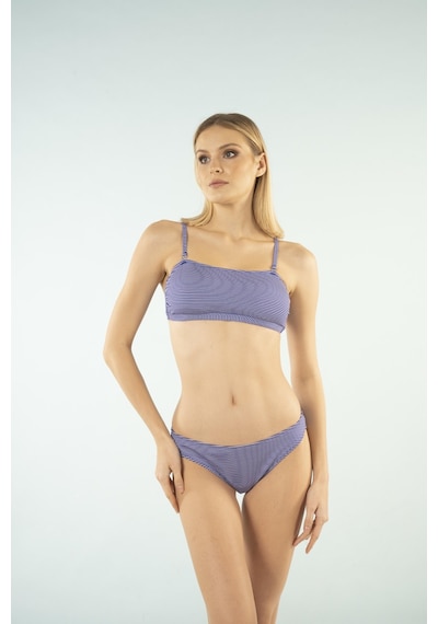 Estiva Çizgili Straplez İp Askılı Bikini Takımı - Lacivert Çok Renkli