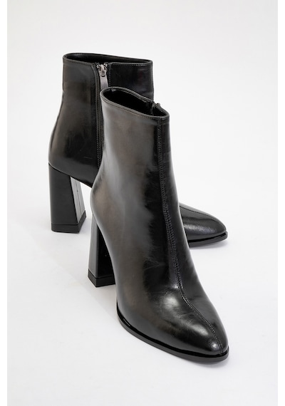 Luvishoes Jewel Siyah Cilt Kadın Topuklu Bot Sıyah Cılt