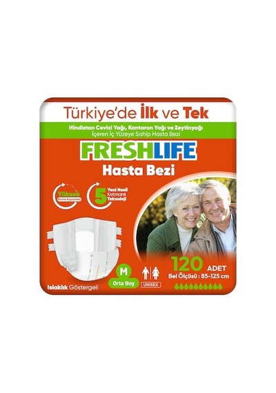 Freshlife 4'lü Medium Bel Bantlı Yetişkin Hasta Bezi 30x4 120 Adet M