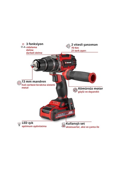 Tr Professional Akülü Darbeli Vidalama Tp-cd 18/70 Li-i Bl+70 3 Ah