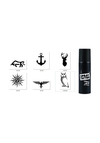 Airbrush Tattoo Geyik Boğa Spray Tattoo Geçici Siyah Sprey Dövme Seti Siyah