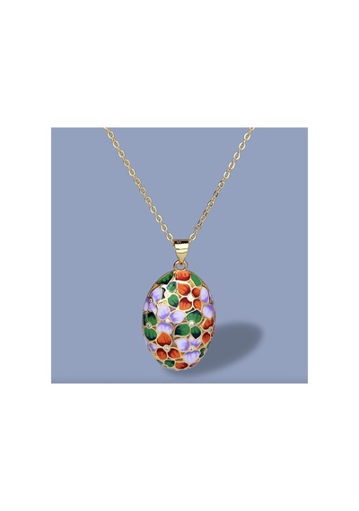 Glaze Flover El Yapımı Emaye 925 Ayar Gümüş & Altın Kaplama Özel Tasarım Zirkon Taşlı Çiçekli Kolye Turkuaz