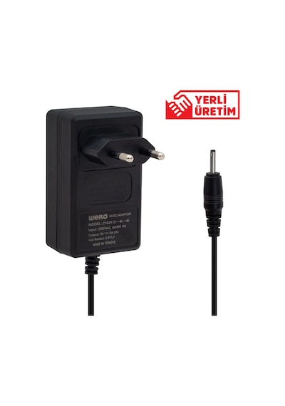 Weko 9v 2a 2.5x0.7mm İnce Uçlu Soket Şarj Cihazı - Güç Adaptörü