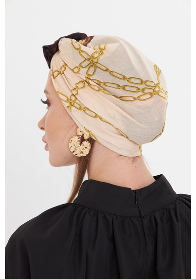 Hürrem Bone Bej Pratik Hazır Geçmeli Tesettür Bone Kesik Elyaf Retro Desenli 2409 12 Bej Hürrem Bone Bej Pratik Hazır Geçmeli Tesettür Bone Kesik Elyaf Retro Desenli 2409 12 Bej