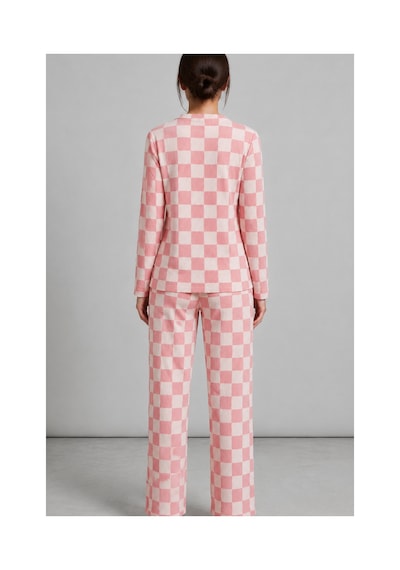 Fit Women Kadın Çizgili Regular Fit Pembe Pijama Takımı 4691