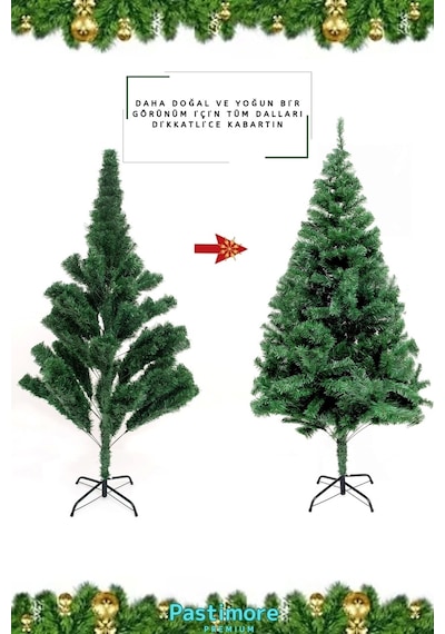 Süsleme Seti Yılbaşı Çam Ağacı Renkli Işığı Ve Yeni Yıl Süsleri Noel Paketi 180 Cm 330 Dal