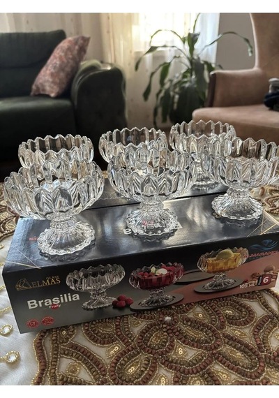 Yzhome 6 Lı Cam Ayaklı Magnolya Lokumluk Sunumluk Tatlı Magnolia Kasesi Çerezlik Dondurmalık Kase 105 Ml beyaz