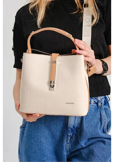 Just Polo Kadın Günlük Kullanıma Uygun Şık El Ve Omuz Çantası Shoulder Bag Krem - Taba