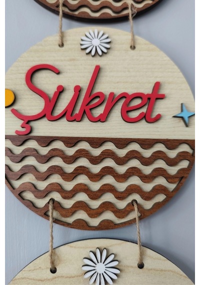 Sabret Şükret Dua Et 2d Mdf Lazer Kesim Akçaağaç Ceviz Kapı Ve Duvar Süsü