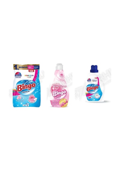 Bingo Renkliler Toz 8 Kg + Soft 1440ml + Sıvı Deterjan Amber 2600 Ml 3'lü Set Diğer