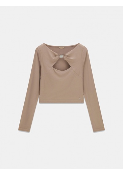 Guess Uzun Kollu Milena Önü Fiyonklu Kadın Bej Top W6rp11kaql2-a10l Bej