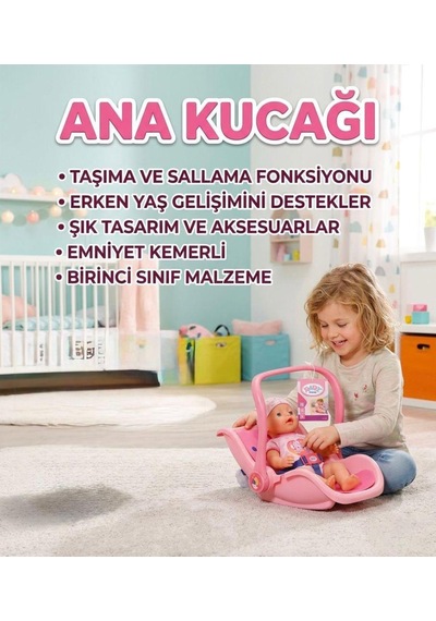 Ana Kucağı: Sallanabilir Ayarlanabilir Güvenlik Kemerli Eğitici Bebek Taşıma Oyuncak Koltuğu