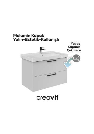 Creavit D20 80 Cm İki Çekmeceli Lavabo Dolabı Beyaz Melamin Kapak Demonte Beyaz Creavit D20 80 Cm İki Çekmeceli Lavabo Dolabı Beyaz Melamin Kapak Demonte Beyaz