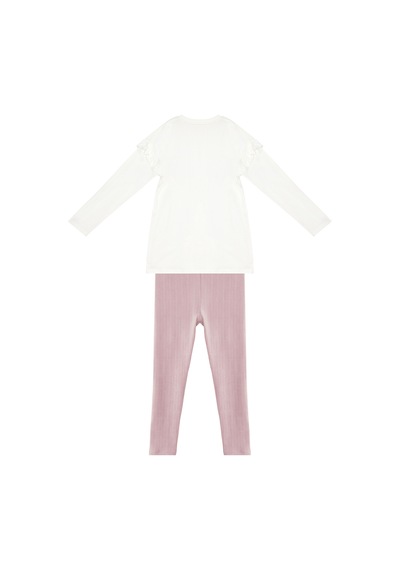 Denokids Mshb&g Çiçekli Tavşan Kız Çocuk Kadife Tayt Tunik Takım Çok Renkli
