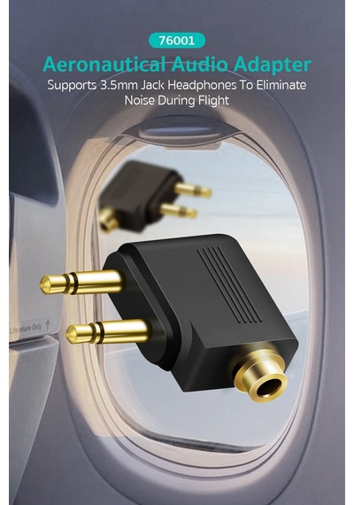 3.5mm Uçak İçi Çift Girişli Ses Ve Kulaklık Adaptörü Jak Uyumlu Parazit Önleyici
