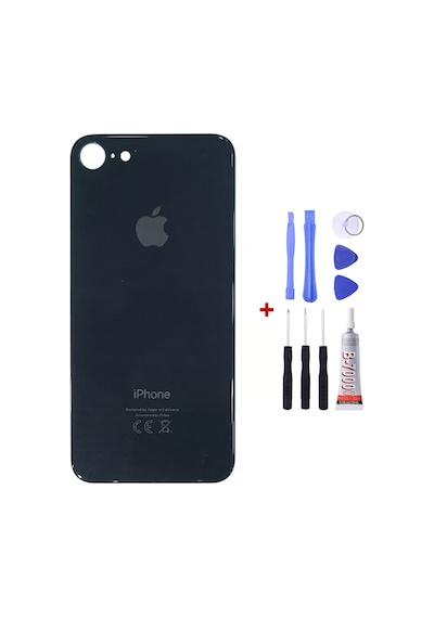 Apple Uyumlu iPhone Se 2020 Siyah Arka Cam Kapak Arka Pil Kapağı