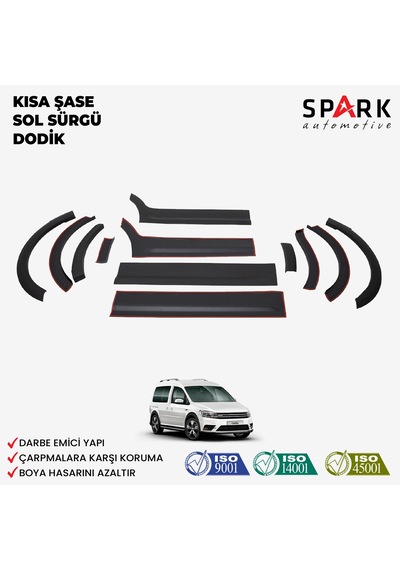 Volkswagen Caddy 2015-2020 Yıl Aralığı Uyumlu Kısa Şase Sol Sürgü Dodik Seti 12 Parça Siyah