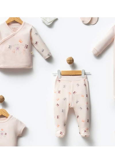 By Bubbles Unisex Desenli 10'lu Hastane Çıkış Seti Ekru Kelebek