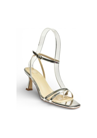 Fox Shoes Y569522034 Gümüş Ayna Alçak Topuklu Kadın Abiye Ayakkabı Gümüş