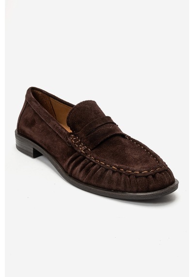 Luvi Shoes Chen Kahverengi Süet Hakiki Deri Kadın Loafer Ayakkabı
