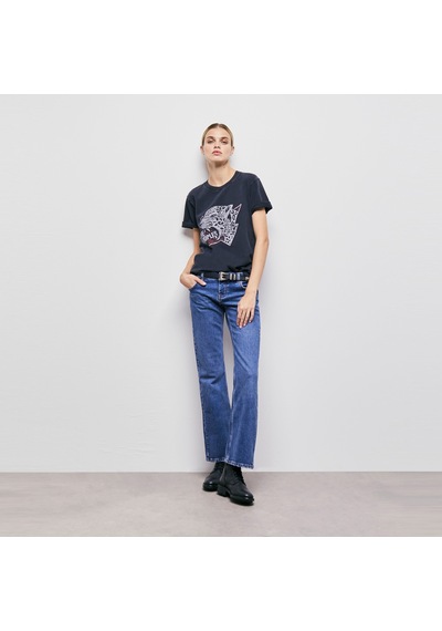 The Kooples Printed Cotton Kadın Siyah T-shirt