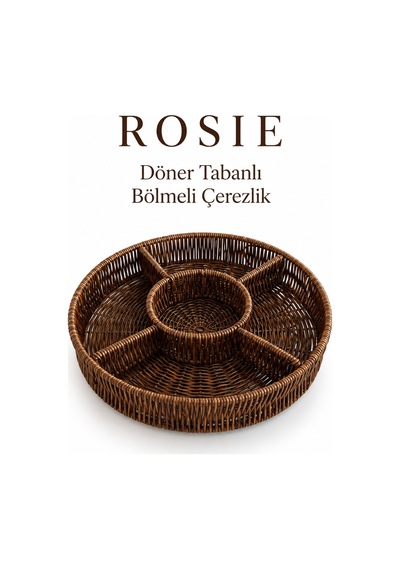Rosıe Döner Tabanlı Kahverengi Hasır Görünümlü Çerezlik Karışık