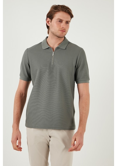 Buratti Pamuklu Regular Fit Fermuarlı Erkek Polo Yaka T Shirt 5902434 Açık Haki