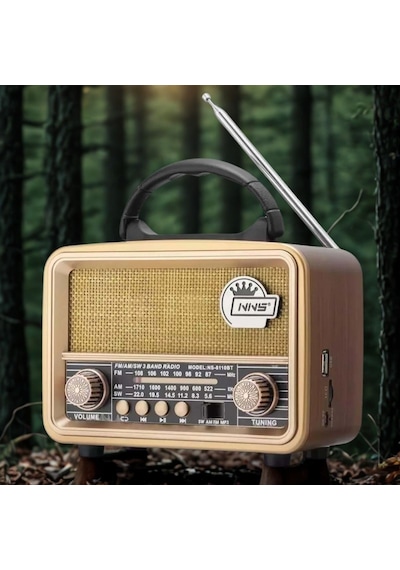 Buffer Orta Boy Retro, Nostaljik, Ahşap Tasarım Bluetooth Hoparlörlü, Şarjlı, Taşınabilir Fm/am Destekli Radyo Ns-8110
