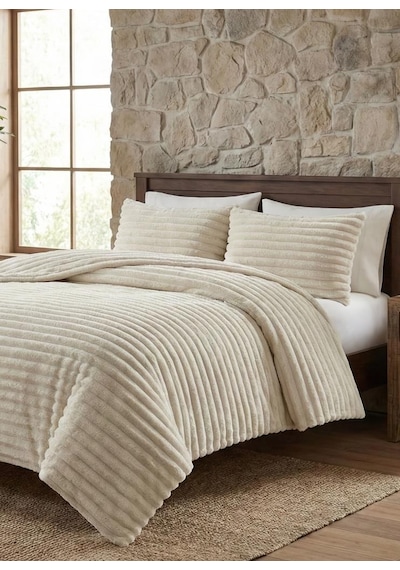Soft Çizgi Çift Kişilik Yatak Örtüsü 260x240 Bej