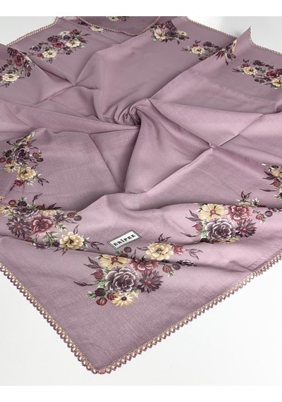Eripek Oyalı Pamuk Yazma 6590 Leylak-sarı